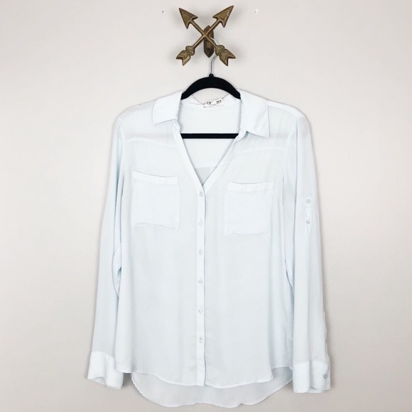 Express Tops - Express baby blue Portofino shirt women’s Sz M